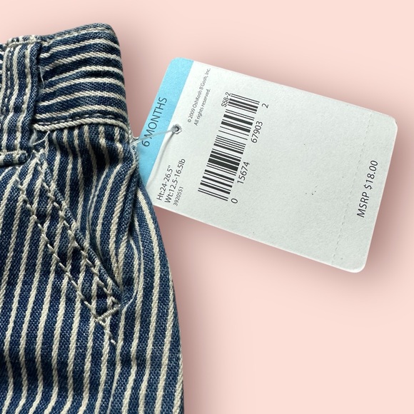 NWT Baby OshKosh B’Gosh Conductor Blue Stripe Cargo Shorts Size 6 Months - Picture 5 of 9